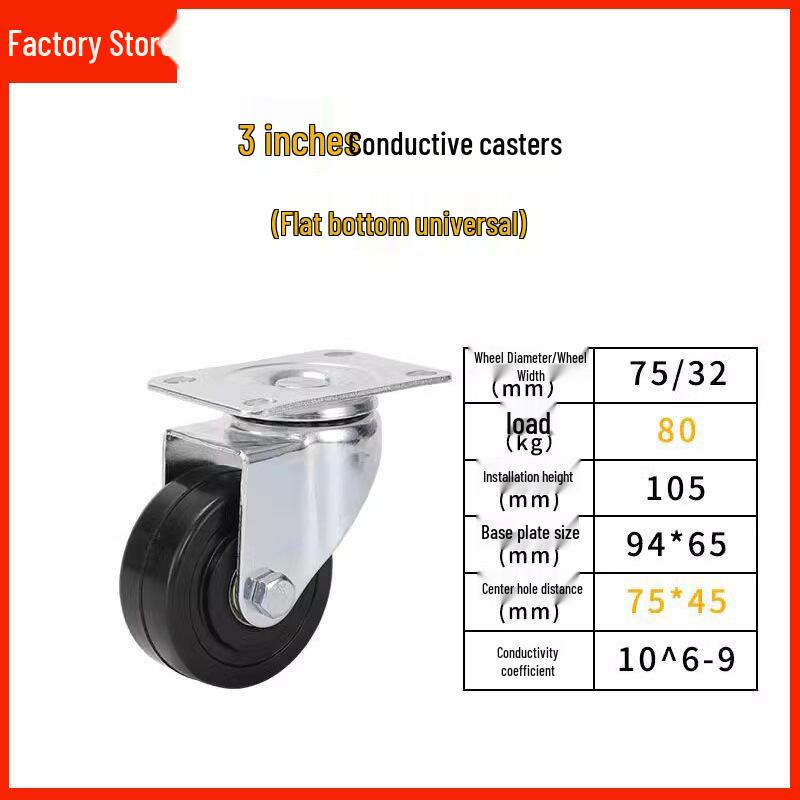 Anti-Static Turtle Industrial Flat Cart with Brake - Black