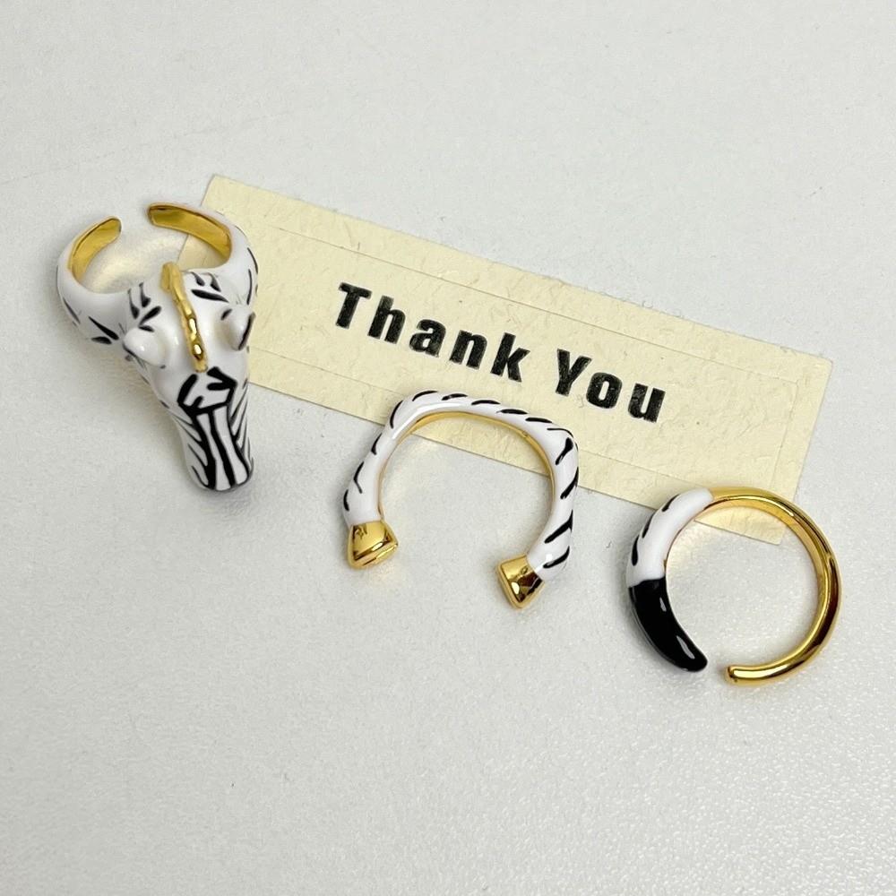 Zartes Tier Pferd Ring Set Vintage Öffnungs Fingerring Cartoon Emaille Ring Valentinstag Geschenk