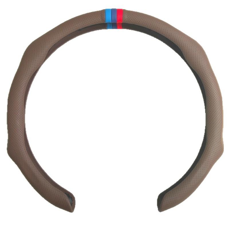 Universal 38cm Steering Wheel Cover BMW Sport Style Nappa Leather Anti-Slip Sweat Absorbent All Season