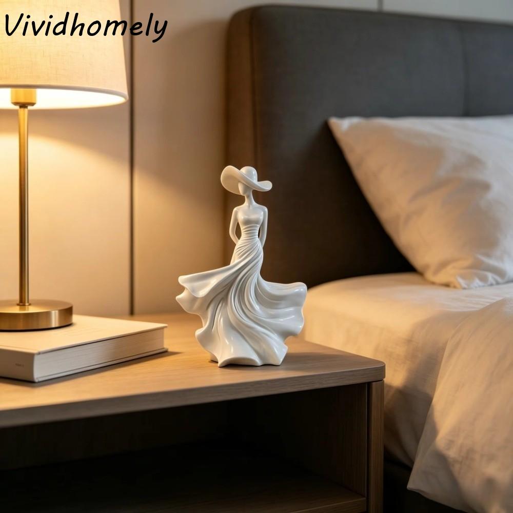 Einfache 3D-gedruckte tanzende Dame Statue Heimdekoration Elegante Frauenfigur Statue Fließender Rock Mädchen Skulptur Geschenk