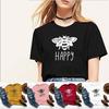 Funny Bee Letter Print Women T Shirts Loose Soft Short Sleeve Graphic Tee Summer