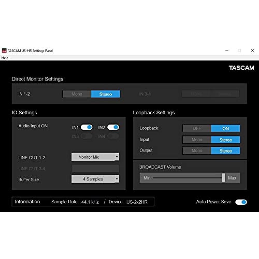 TASCAM US-2X2HR 2Mic, 2IN2OUT 24bit192kHz High Resolution USB AudioMIDI Interface Youtube Music Production Live Streaming DTM