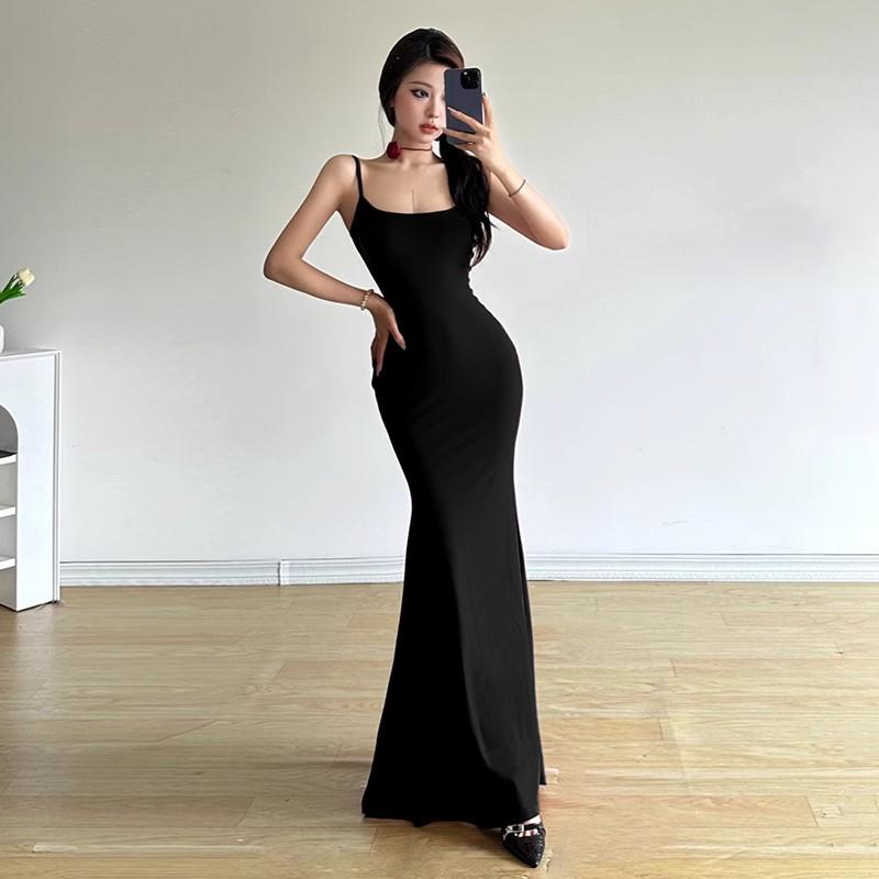 Rochie Maxi Neagră Roșie Femei Elegantă Hot Girl Hollow Butterfly Retro Bretele Rochie fără mâneci Femei Talie Sexy Fată Rochie lungă