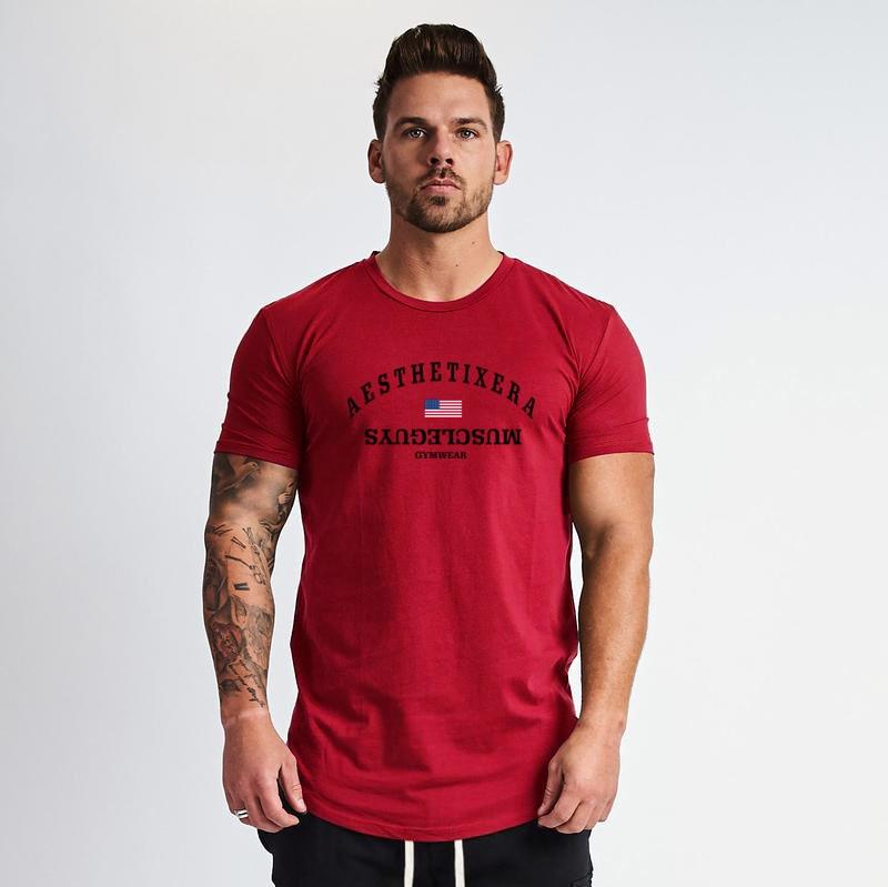 Do The Work Muscleguys New Brand Tight Mens Bodybuilding Fitness Gym Sports Pure Cotton O-neck Printed Summer Thin T-shirt