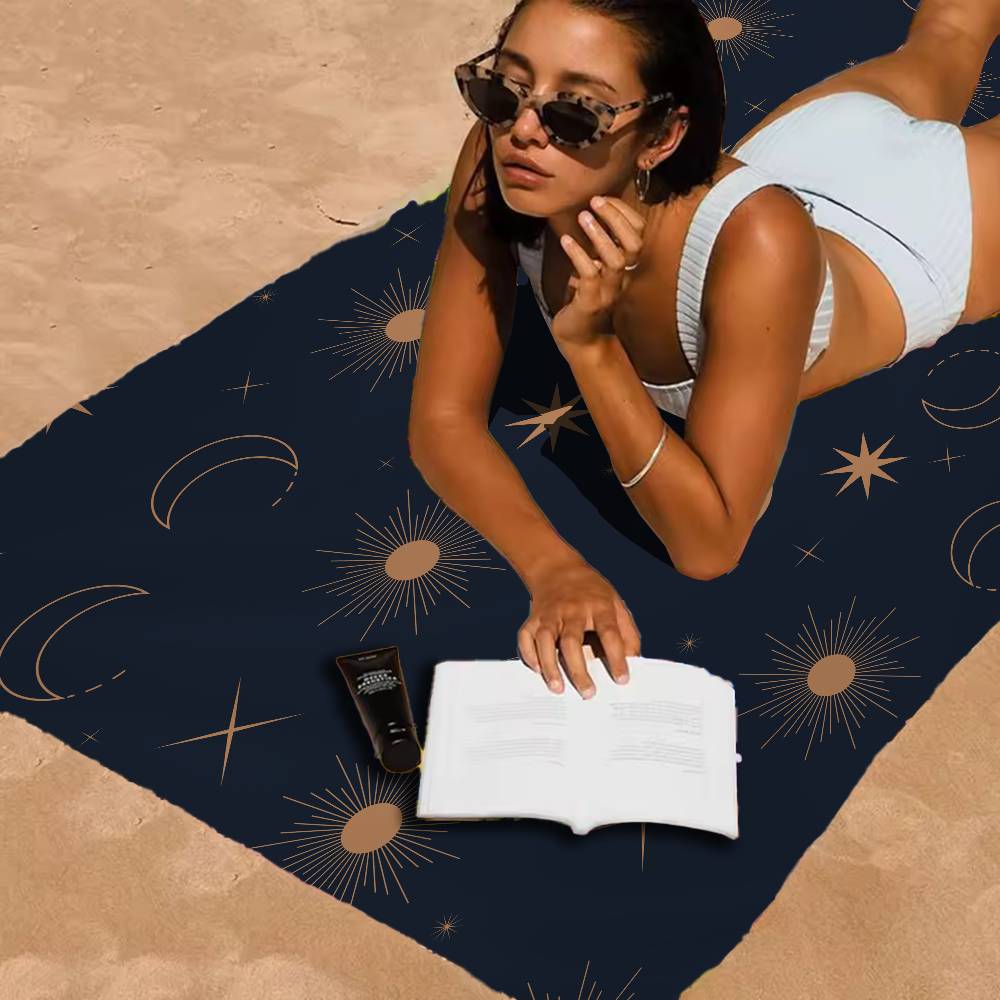 Sun And Moon Prints Anime Beach Swimming Towel Soft Absorbent Washcloth Children's Gifts For Kids Travel Camping Gym