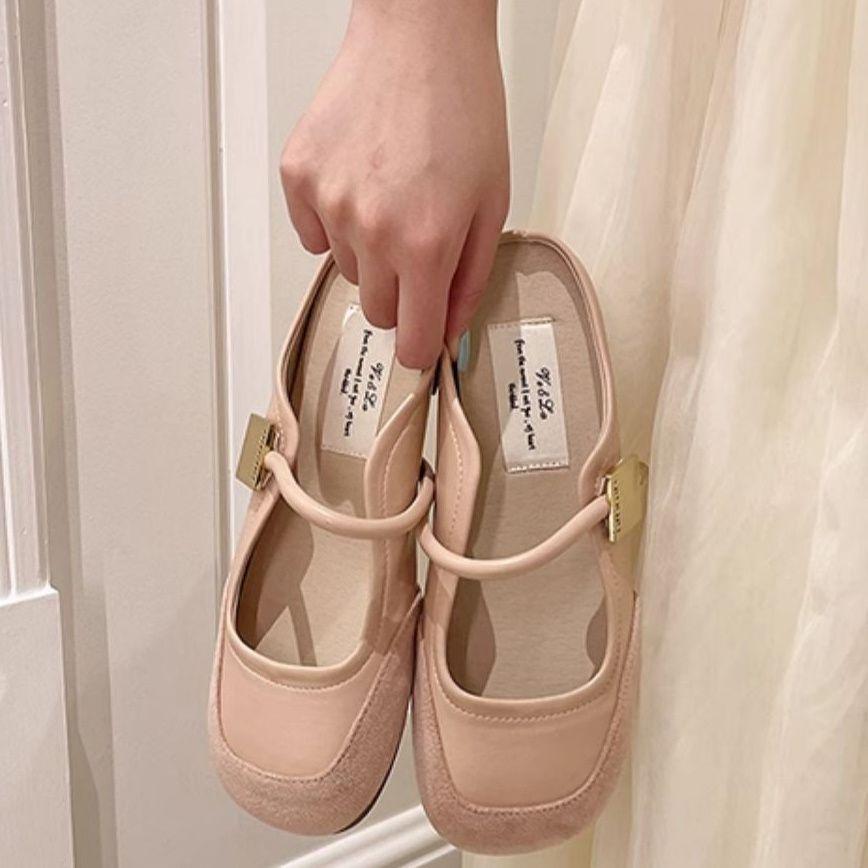 Temperament celebrity half-drag versatile flat-soled single shoes 2025 new summer wear high-end French gentle half-drag women's shoes