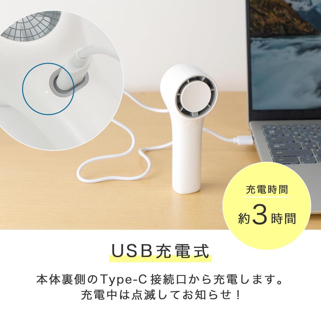 Rechargeable Handheld Fan Airflow Handheld Tabletop Mini Small Heatstroke Comes with Strap Portable, [2024 Model, Compact, 4-Level Adjustment] 5-Blade