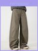 Amerikanische Retro-Cargohose mit Falten aus Baumwollstoff für lässige Jugendmode