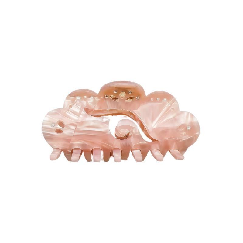 Luohe Jewelry Pink Acetate Rhinestone Shark Hair Clip - Ancient Style Women's High-End Accessory