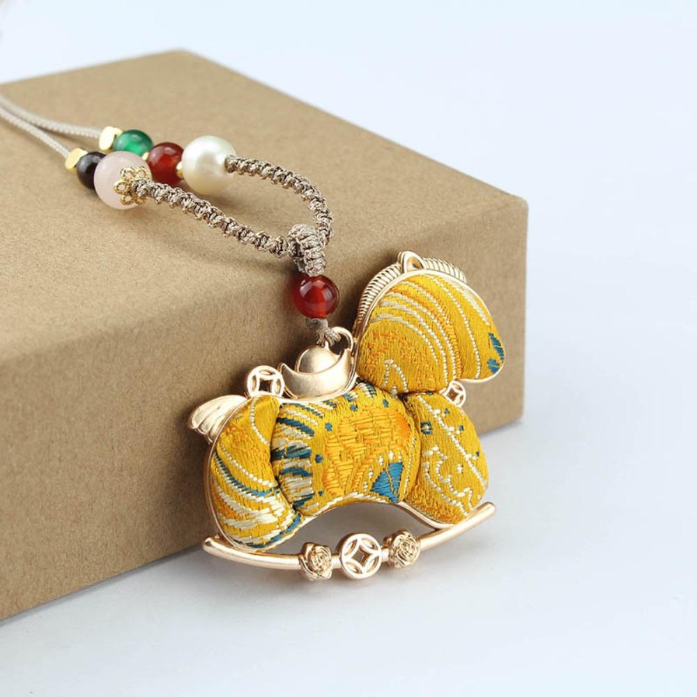 Ancient Style New Chinese Style Necklace Hanging Rope Beads Horse Pendant Women
