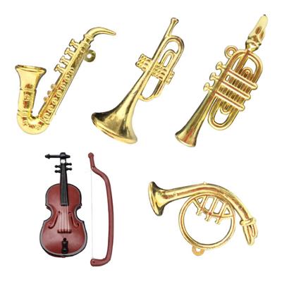 Puntos 1/12 Dollhouse Miniature Plastic Violin Saxophone Model Musical Instrument Decor