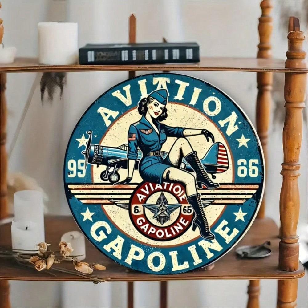 Vintage Aviation Tin Sign Pilot Retro Metal Wall Art Decor