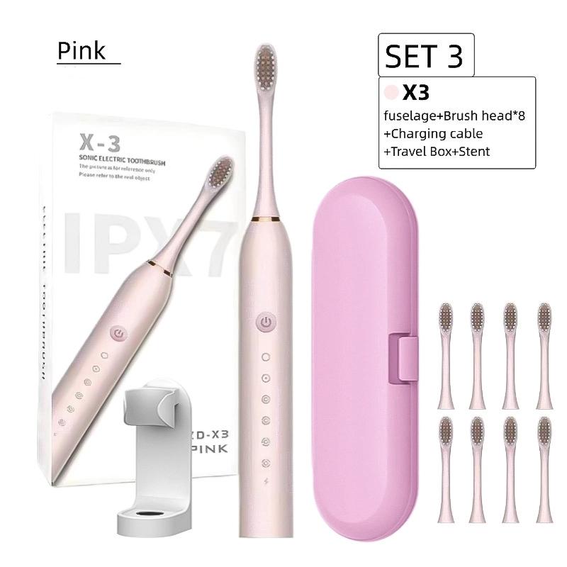 

Электрическая зубная щетка Перезаряжаемая Взрослая Детская Универсальная Мягкая щетка Бытовая Портативная Водонепроницаемая Набор зубных щеток X3