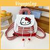 Plaid Pattern Red Kids School Backpack With Canvas Breathable