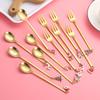 6Pcs Christmas Spoons Coffee Cutlery Set Stainless Steel Cutlery Set Dessert Spoon Forks Christmas Gifts Elk Christmas Decoratio