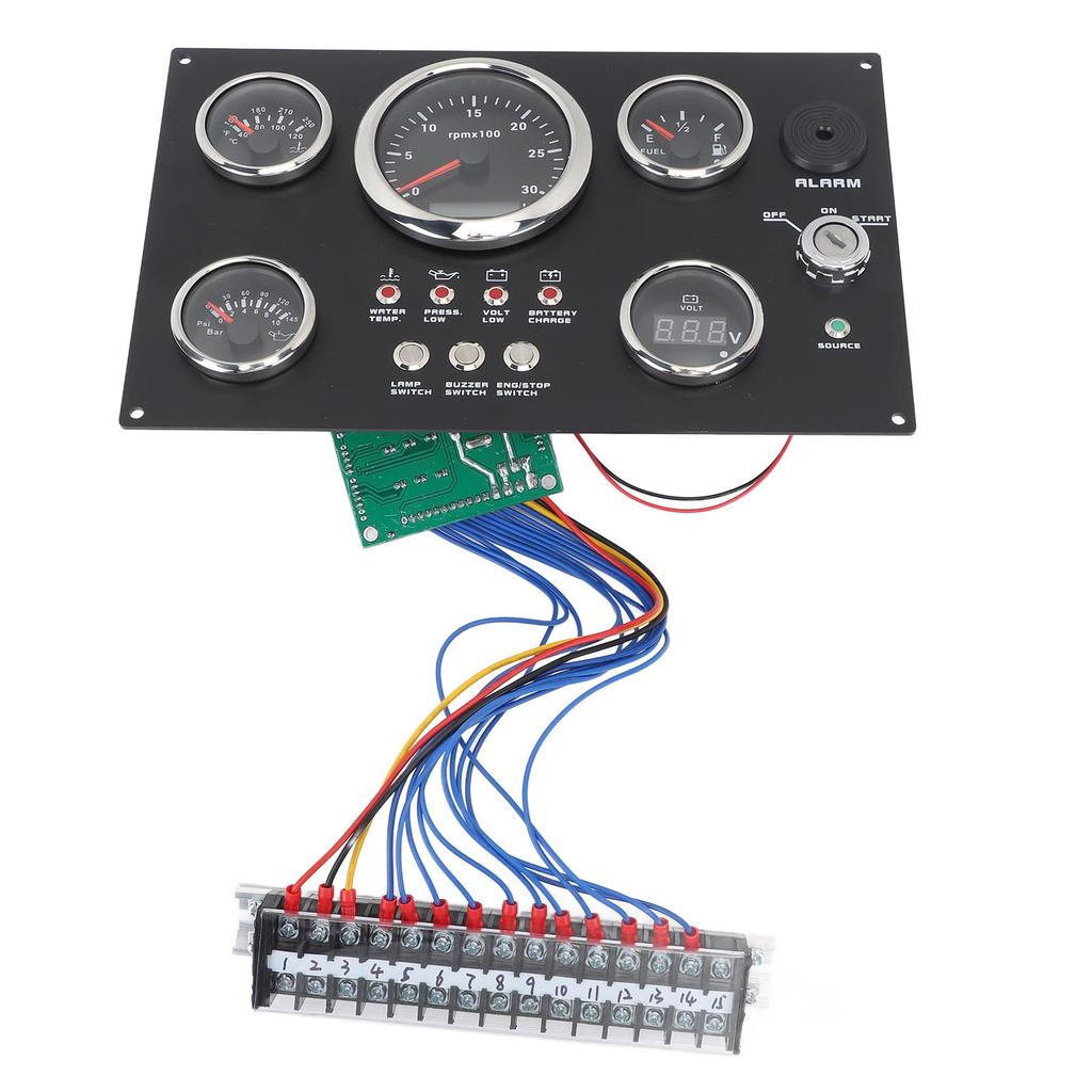 85mm Instrument Panel Gauge Set 24V 0 to 3000RPM Water Temperature Oil   Oil Pressure with Key for Boat Yacht