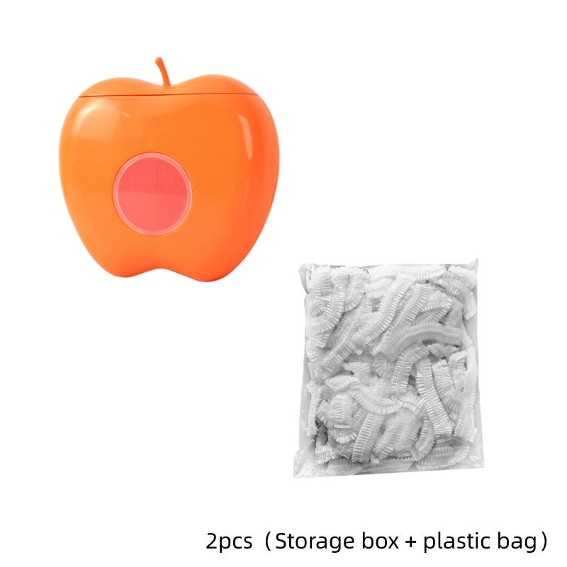 Kitchen Storage Box Apple Shape No Drill Wall Rack Dustproof Transparent Window Disposable Fresh Cover Organizer