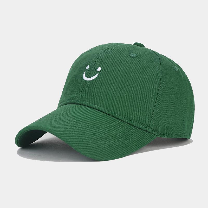 

Soft Cotton Baseball Cap for Women Men Smile Face Embroidery Adjustable Low Profile Unstructured Snapback Dad Hat adjustable зелений