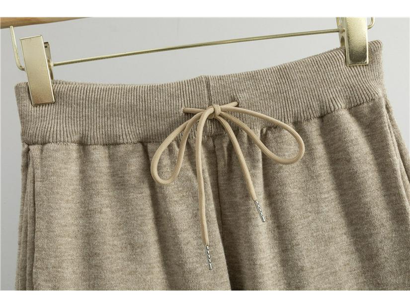 Women's Trendy Two-Piece Set: Drawstring Fake Two-Piece Sweater & Wide-Leg Pants - Long-Sleeved Knitwear for Spring & Autumn