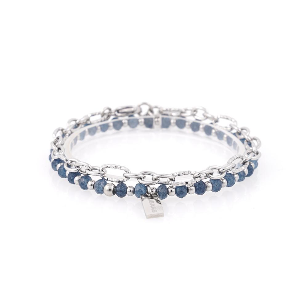 Jbans Classic Deep Blue Rondel Cut Slim 685 3X1 Binding Round Ring 1250 Bracelet Set (C2501-Se416_Na)