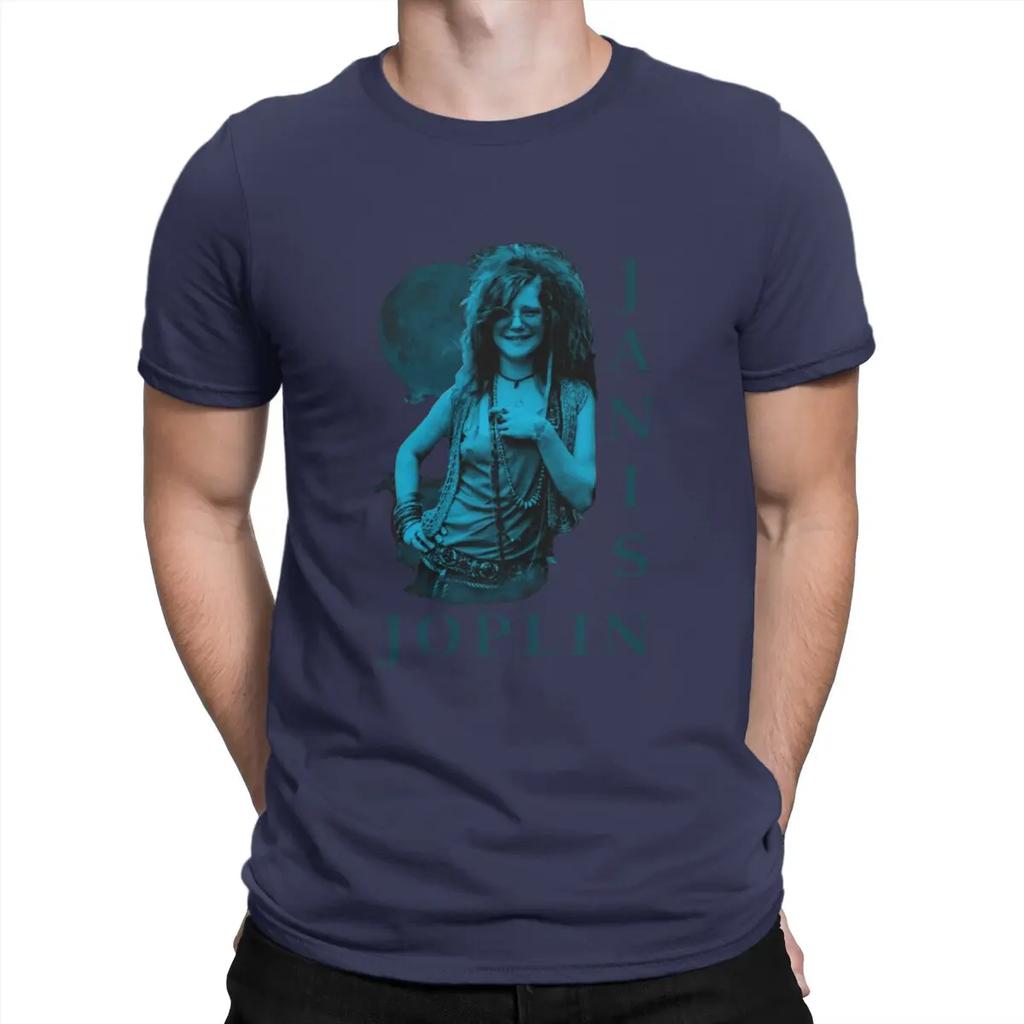 Janis Joplin Newest TShirt for Men American Rock Musicians Of The 1970s Round Collar Pure Cotton T Shirt