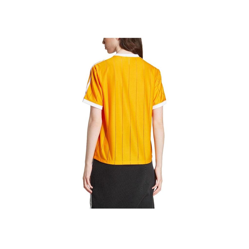 adidas Originals Adicolor Series Striped Soft Round Neck Pullover Short Sleeve T-Shirt Women T-Shirts Yellow IY7224