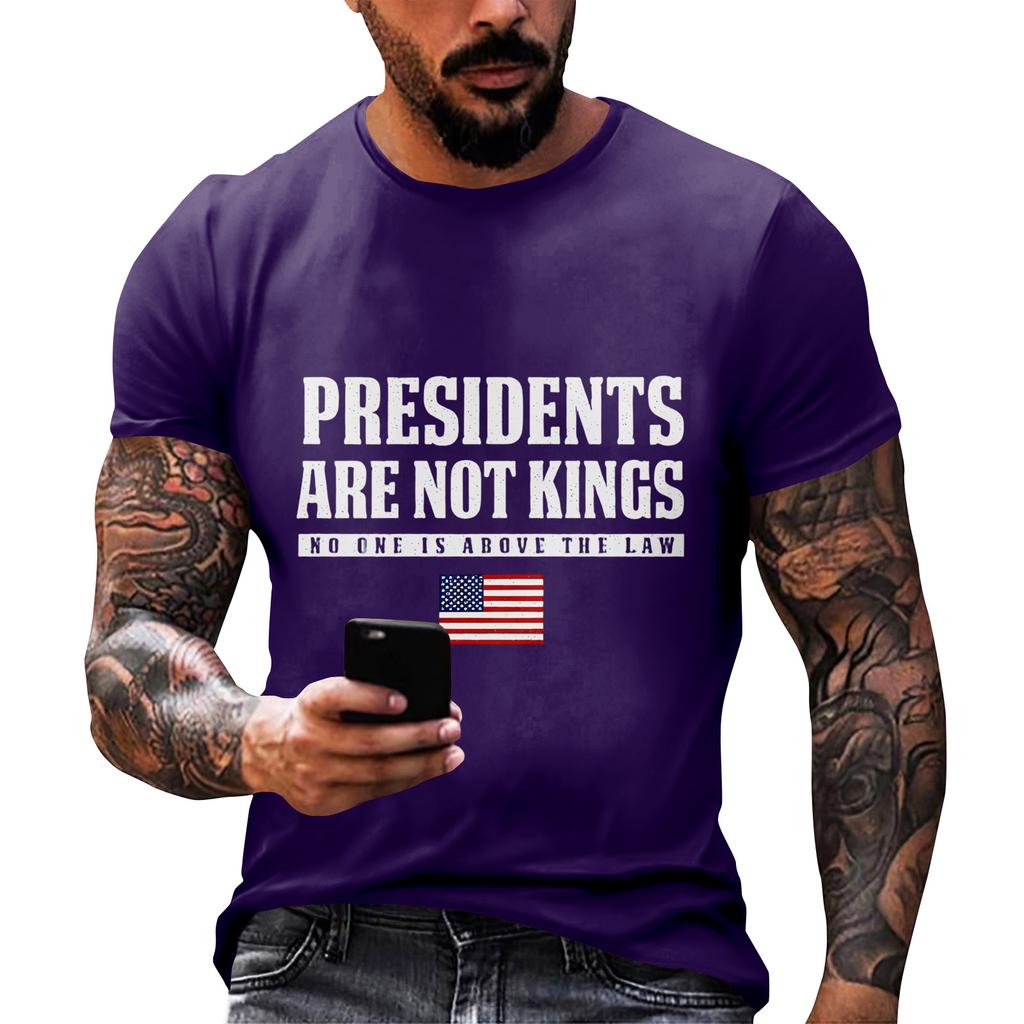Men's  Neck Short-Sleeve T-Shirt With American Political Print