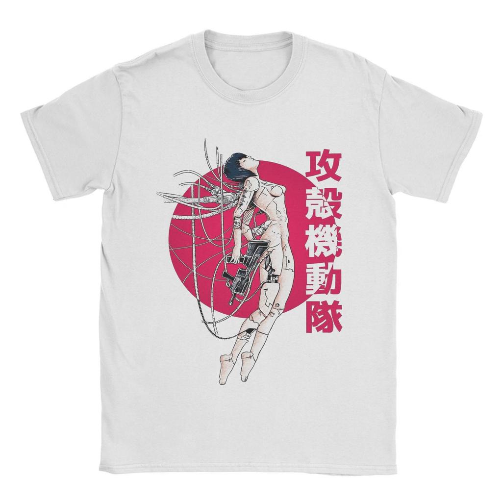 Ghost in the Shell  T-Shirt Beach   Sun Hip Hop T-Shirts Men 100 Cotton O-Neck Oversized Clothing Short Sleeves Funny Tshirt