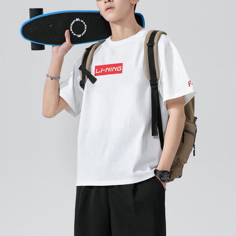 Li Ning T Shirts Unisex Crew Neck Moderate Straight Fit AHSR665-2