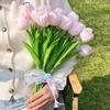 Real Touch Artificial Tulip Flower 13.7" PU Faux Tulips Lifelike Fake Tulip with Long Stem for Wedding Home Table Centerpiece Spring Garden Decor
