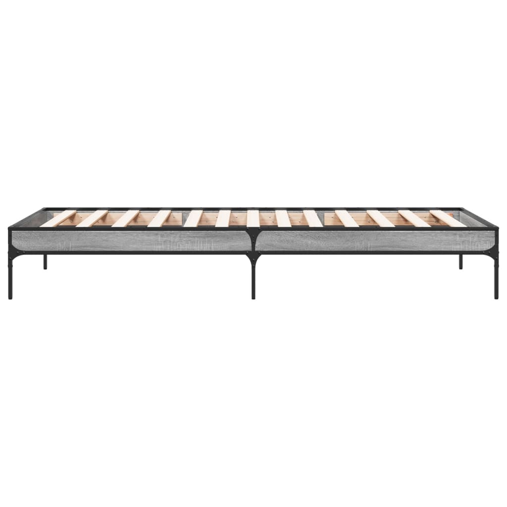 Bed Frame Gray Sonoma 90x190 cm Particleboard and Metal