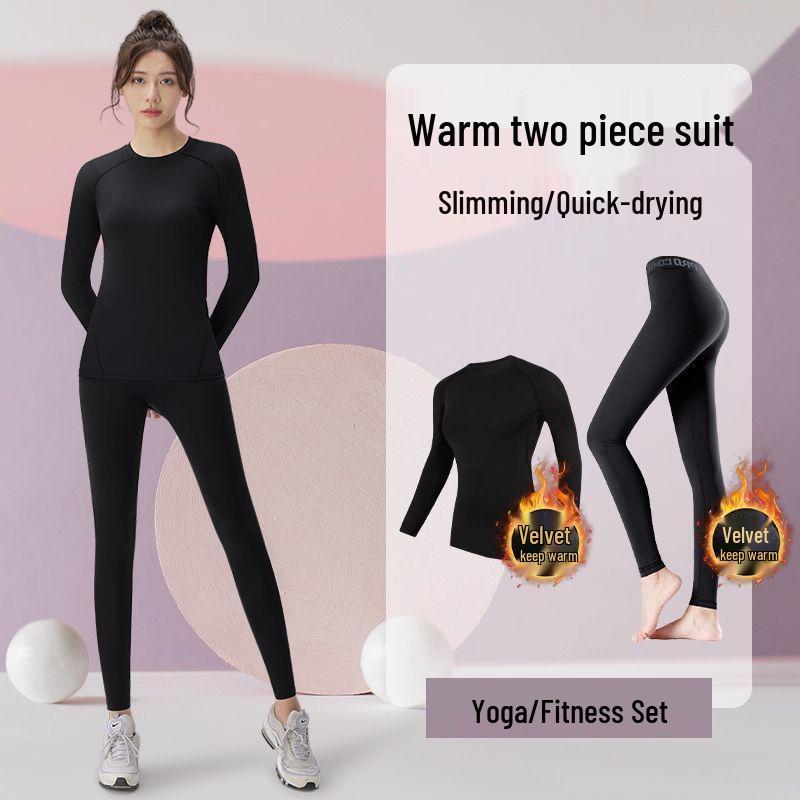 Women's Winter Quick-Dry Sports Suit: Plus Size Running & Yoga Set with High-Elastic Tight Top