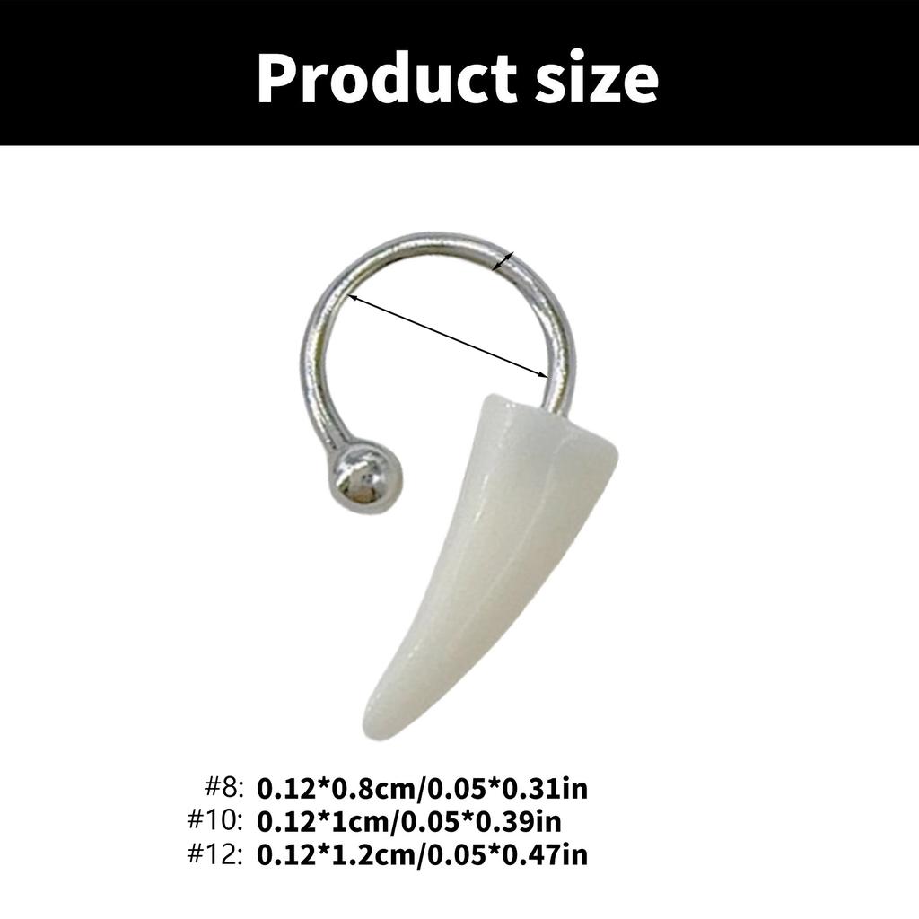 Resin Punk Fangs Lip Rings C Shaped Horseshoe Barbell for Halloween Exaggerated Body Piercing Jewelry Lip Ornament