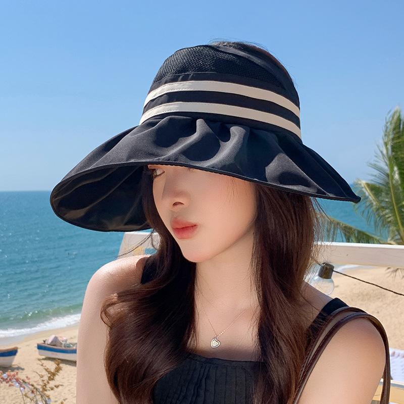 Big eaves empty top sun hat hat women's UV protection versatile face cover sun protection hat outdoor travel show washbasin hat