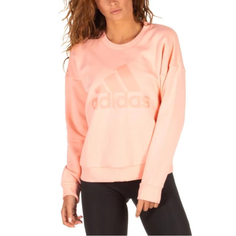 Adidas Sweat Crew Glow Pnk F19 Round Neck Pullover Logo Long Sleeve Sweatshirt Women sweatshirt Pink EB3814