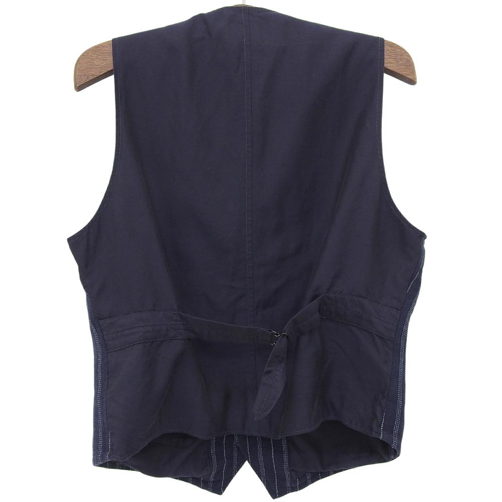 RRL Wabash Striped Cotton Vest, Men's, Navy, Size M Best M NavyUsed