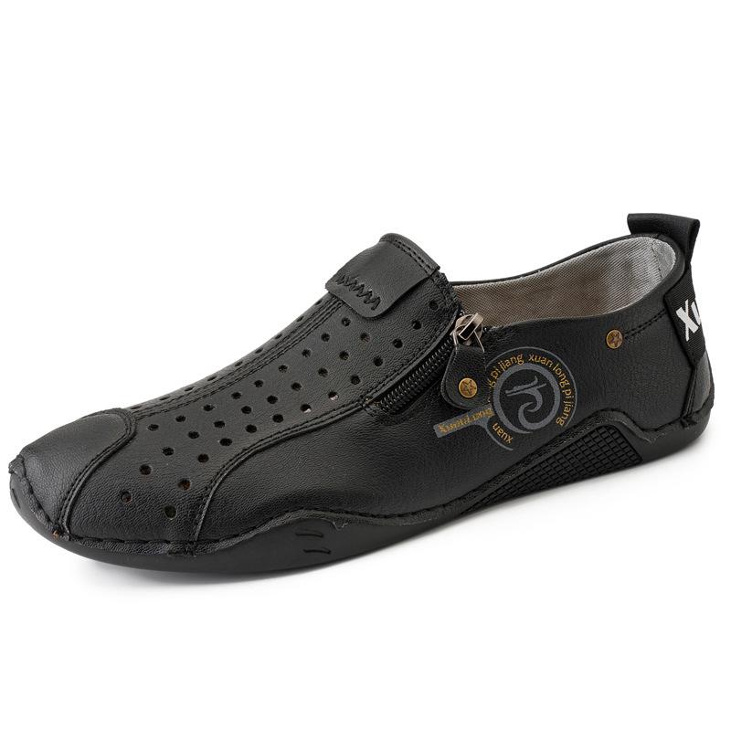 2025 popular summer large size men's shoes new casual shoes men's side zipper lazy shoes hand-stitched board shoes