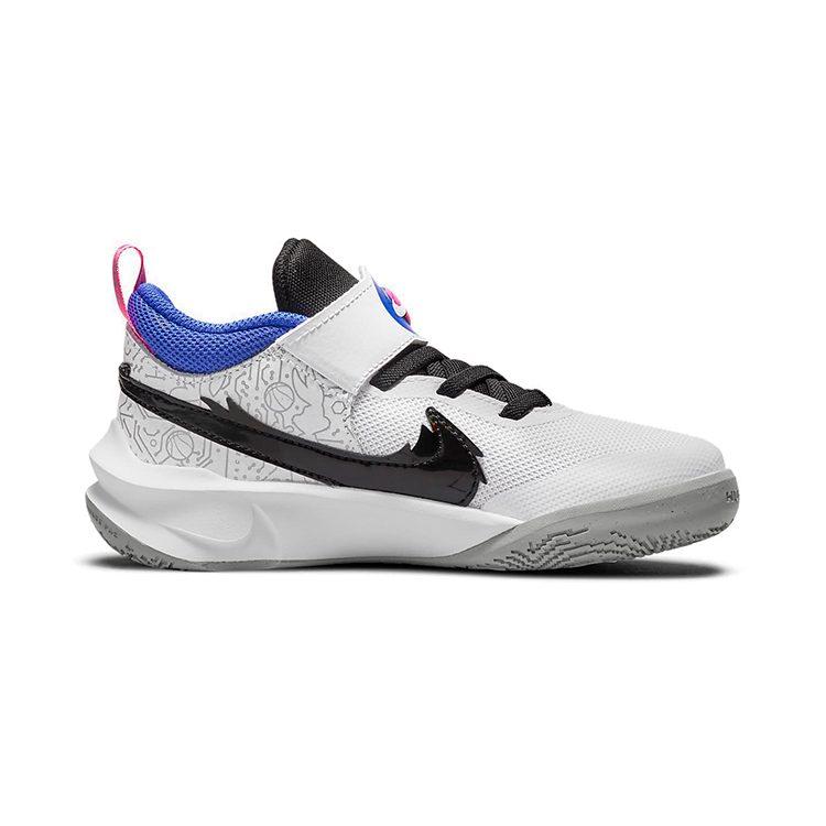 Nike x Space Jam Team Hustle D 10 SE Mid top Basketball Shoes White Black Blue Children Aged 3 7 Years Old DH8055-100