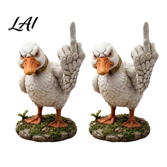 Sophisticated Ornament Designs Middle Finger Duck Figurine Angry Ornament Resin Statue for