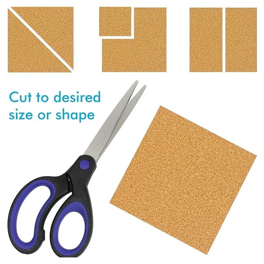 DIY Cut 4x4 inch Self-Adhesive Cork Coasters Square Pads with Strong Adhesive for Office, Home Decoration