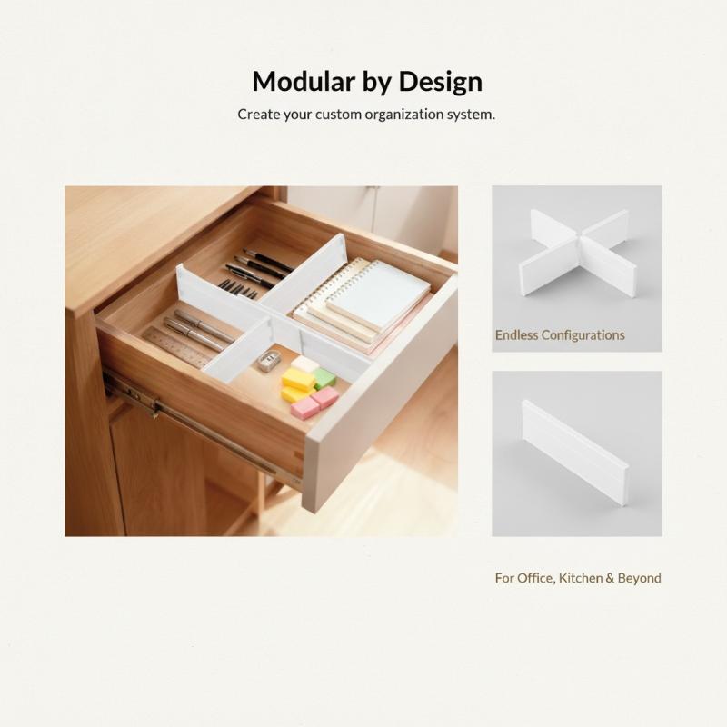 5Pcs Adjustable Expandable Plastic Drawer Divider Set No Drill For Deep Shallow Drawers Underwear Kitchen Storage