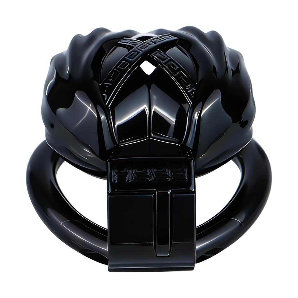 FRRK Black Resin Male Penis Lock with Angel Wing Restraints Wearable Chastity Cage Adult Couple Intimate Toy for Pleasure and Intimate Play