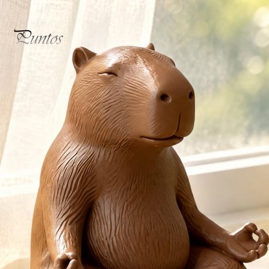 Meditating Animal Sculpture Capybara Figurine, 3D Printed Yoga Statue, Zen Cute Statue Ornament for Home Office Shelf Decoration Relaxing Room