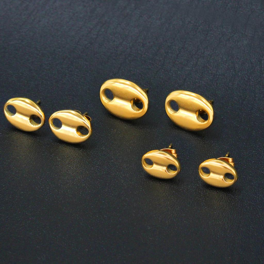 Fashionable Coffee Bean Ear Studs In Stainless Steel for Women and Girls Portable Jewelry Gifts Prevent Allergy