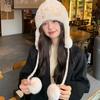 Rex Rabbit Hair Ear Protection Hat Female Cute Ball Winter Warm Encryption Woven Fur Hat Versatile Lei Feng Hat