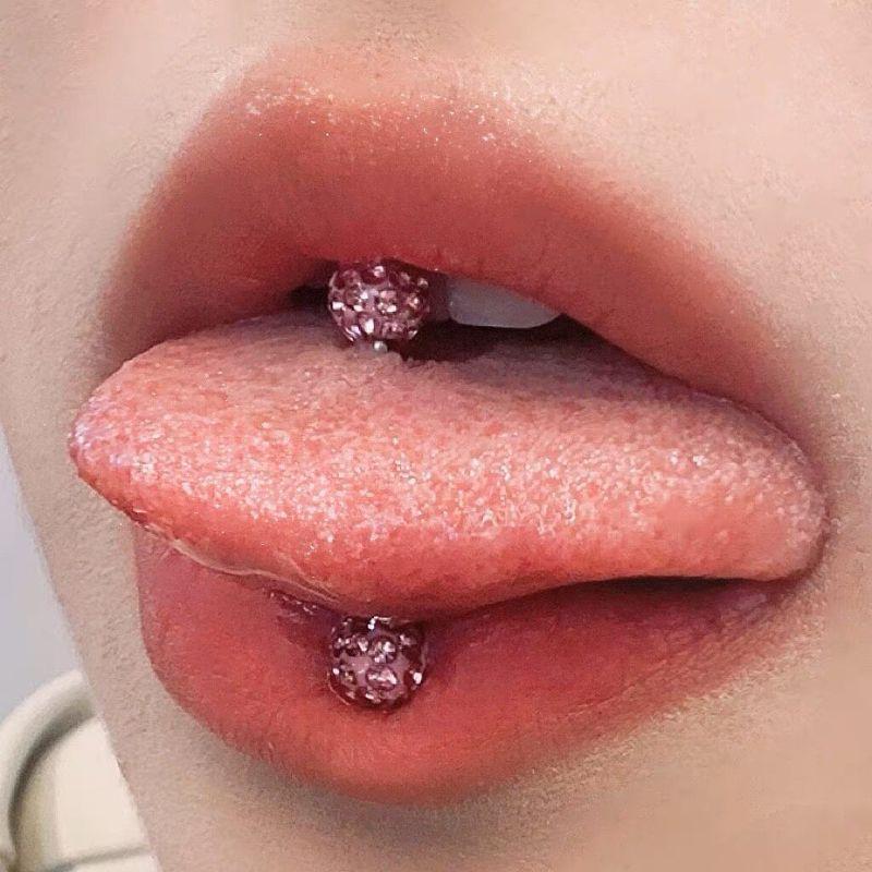 F136 Titanium Alloy Tongue Pin Drinkable Flash Coated Titanium Steel Anti-Allergic External Thread Niche Style Fashion Tongue Nail