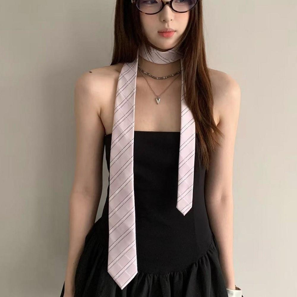 Sweet Cloth Striped Tie Pink Korean Style Shirt Tie Decoration Scarf College Style Belt Accessories Uniform Suit