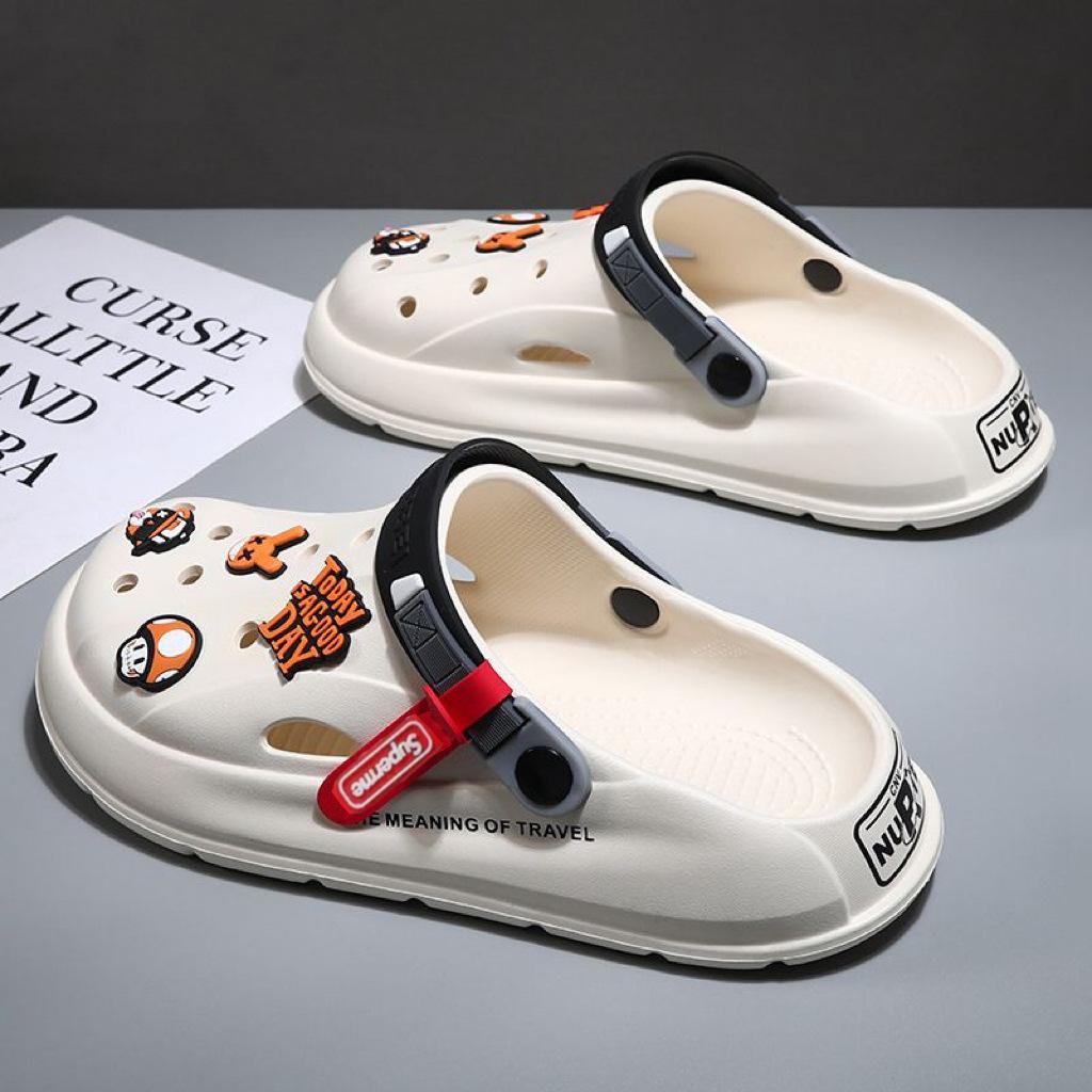 Thick-soled Hole Shoes Men's 2025 New Non-slip Thick-soled Light and Breathable Beach Bag Head Cool Slippers