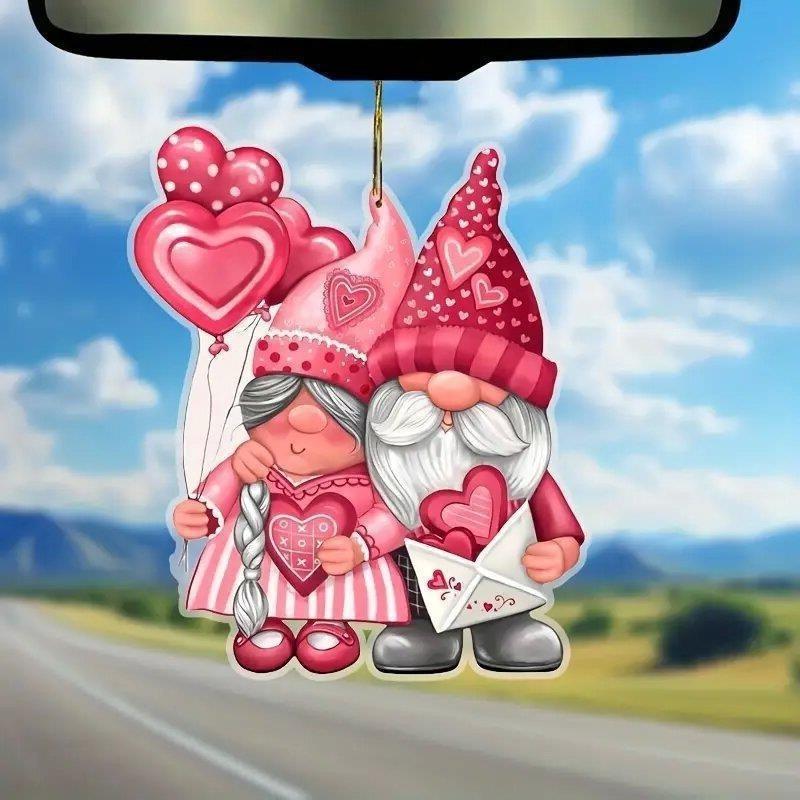 Christmas Santa Pink Claus Acrylic Flat Surface Car Pendant For Interior Vehicle
