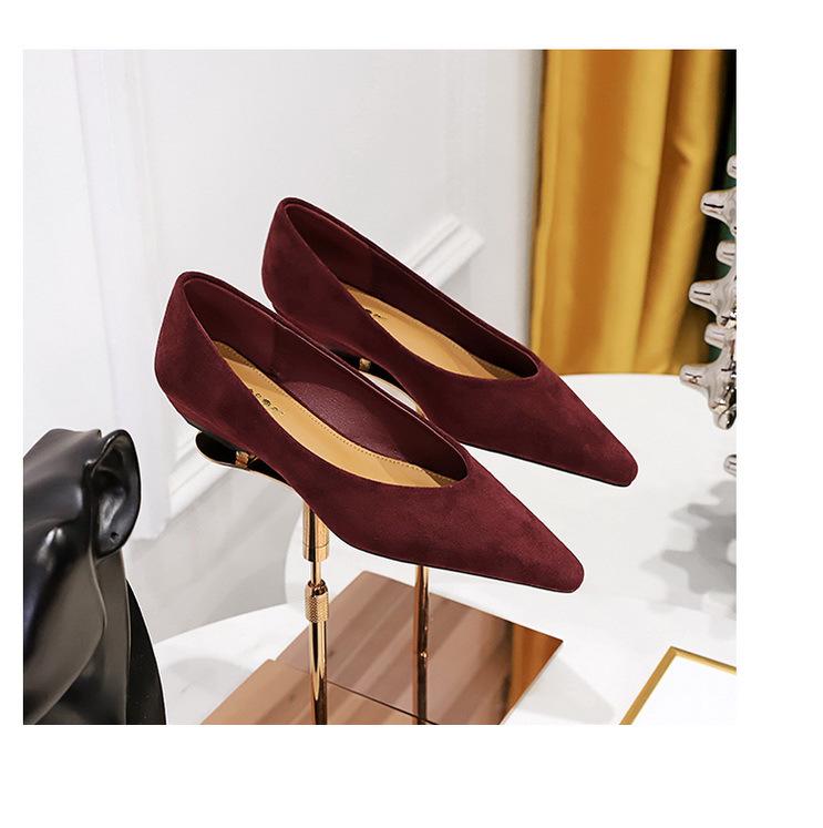 Korean Style Women's Wedge Heel Suede Pointed Toe Shoes - Comfortable & Versatile